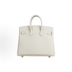 HERMES爱⻢仕 Birkin 25 ⾦扣 ⼥款 10 Craie 奶昔⽩